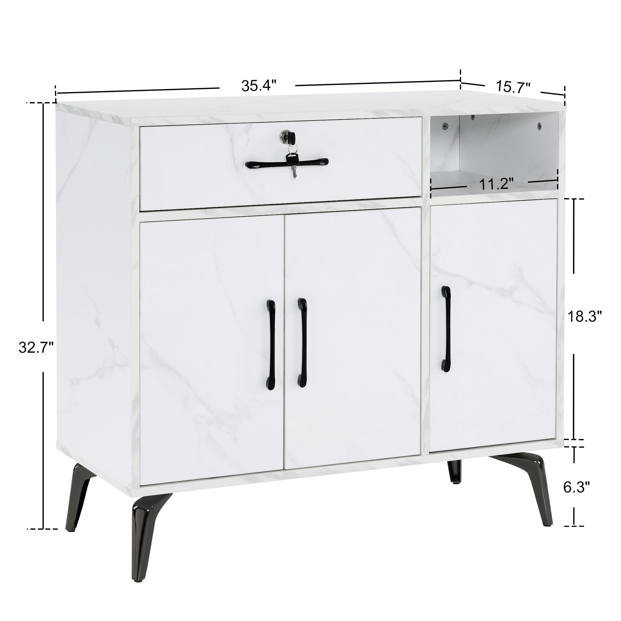 Estación de peluquería para estilista, gabinete de almacenamiento de salón de belleza, equipo de spa con 4 patas, equipo de maquillaje de utilidad moderno, tocador de estilo 3163 (blanco) 8