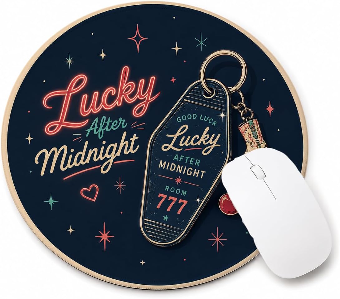 Western Lucky Aesthetic Round Mouse Pad, Retro Y2K Desk Decor
