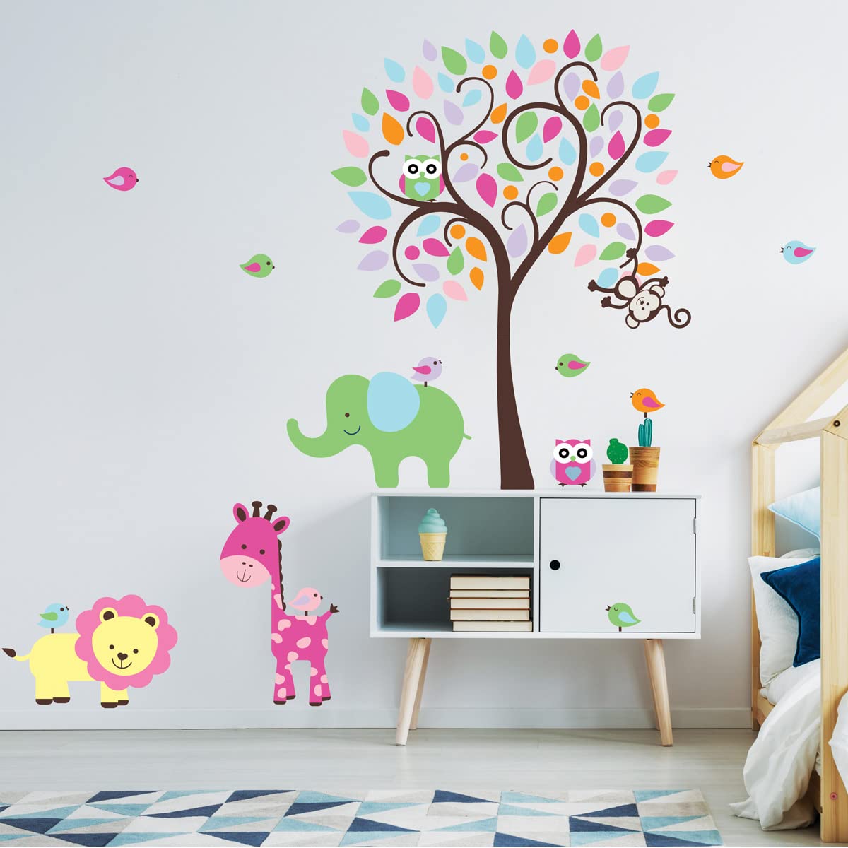 Children's Wall Stickers - Baby Room Decoration - Children's Bedroom Wall Sticker - Multi-Coloured Jungle Animals - H60 x L80 cm - Image 3