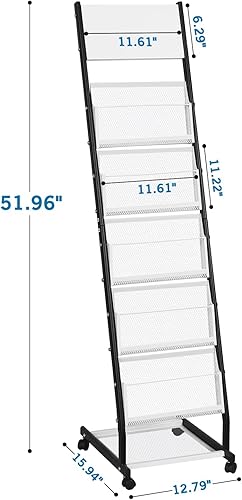 Miniatura 9 de Estante de exhibición para revistas, soporte de pie para folletos, 4 bolsillos para ferias comerciales, oficina, centros comerciales, soporte de