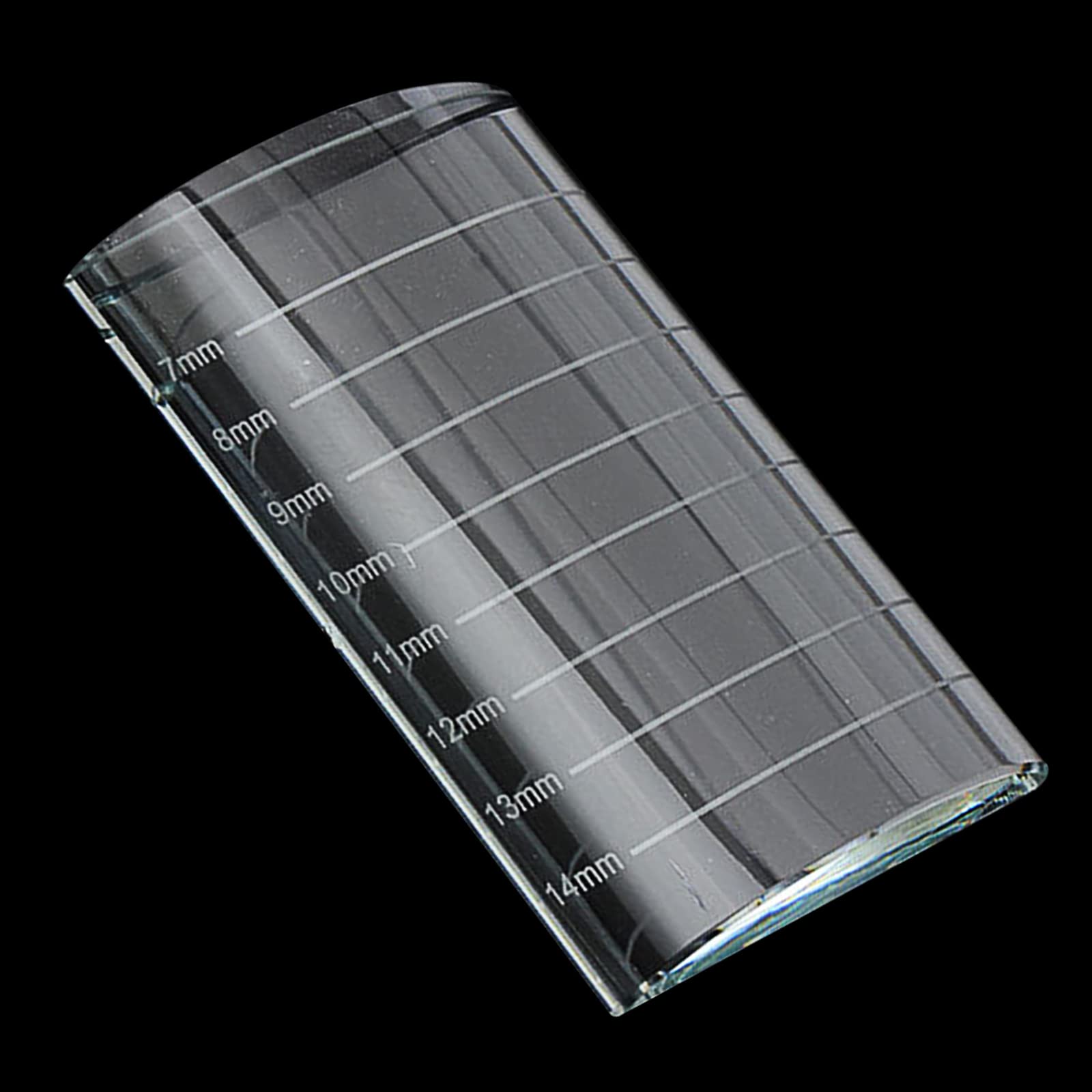 U-Type Eyelash Extension Crystal Pallet, Lash Holder Tray with Tick Marks, Transparent False Eyelash Stand Plate, Glass Eye Lash Extension Pallet for Women Makeup Display (1 Pack)