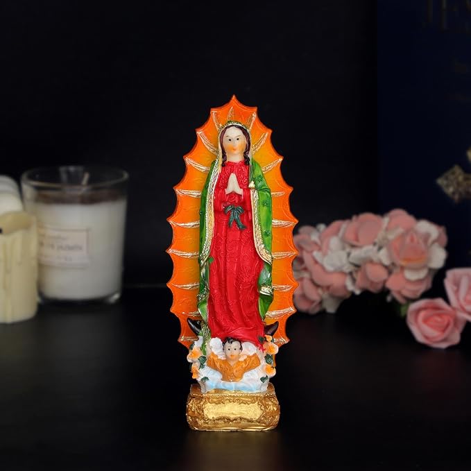 Estatua Virgen de Guadalupe de 5.5 pulgadas en resina miniatura 2