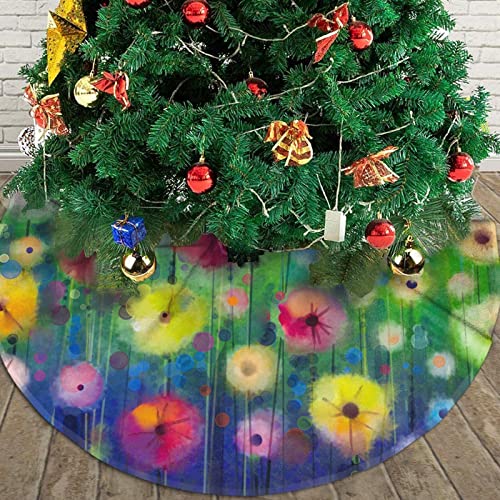 Spring Summer Seasonal Floral Daisy Flowers 48 Inch Christmas Tree Skirt Xmas Holiday Party Supplies Ornaments Large Tree Mat Decorations #TOP2