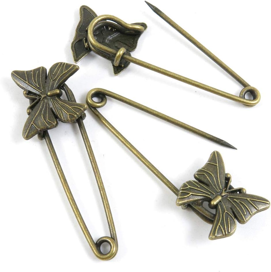 150 PCS Metal Antique Bronze Color Jewelry Making Supplies Charms Beading Crafting Wholesale 20796 Butterfly Safety Pins Brooch