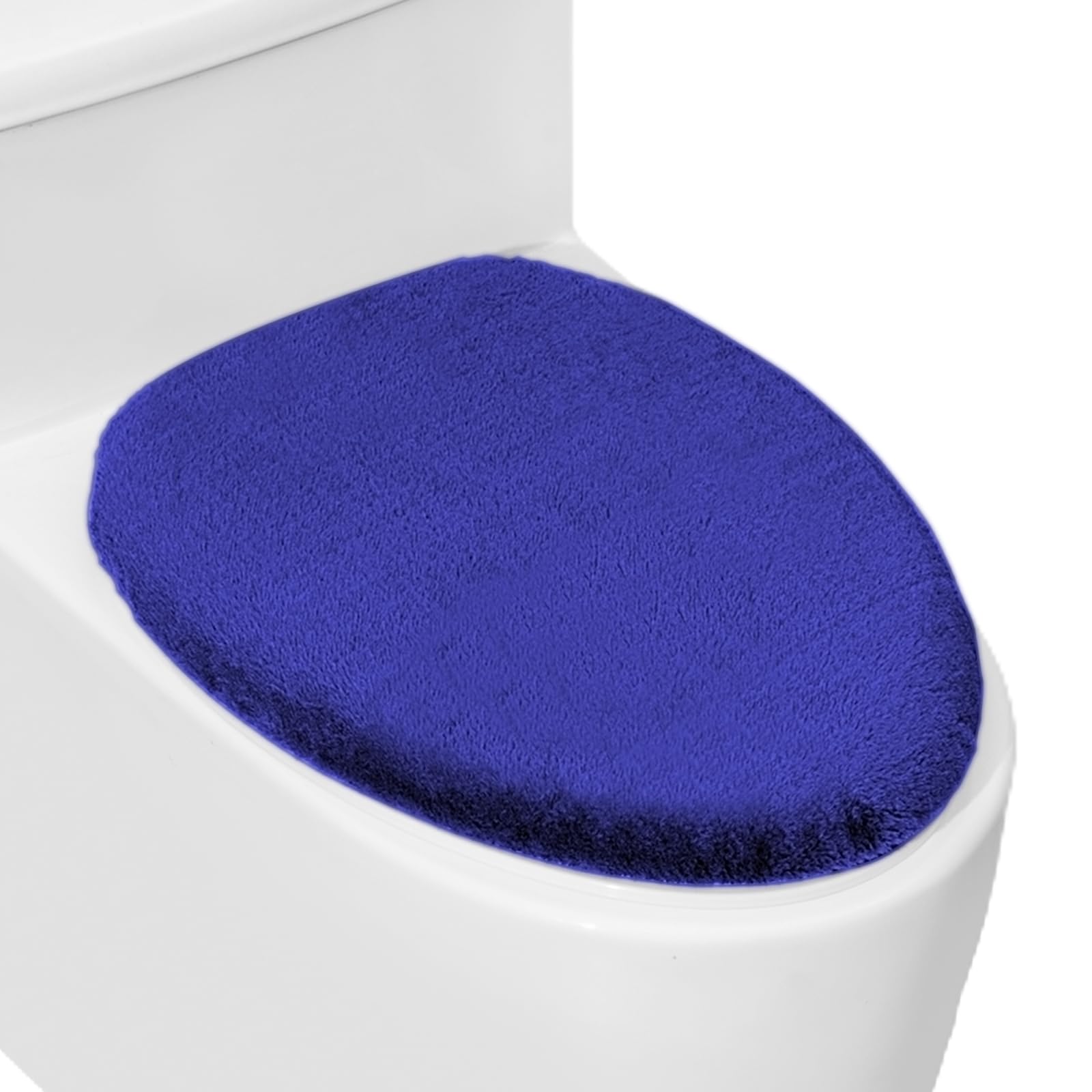 Lanseyixiu Sapphire Blue Soft Plush Toilet Lid Cover For Bathroom, Machine Washable Toilet Seat Covers, Fits Most Round Elongated And Oblong Lids, Easy Installation& Cleaning (Sapphire Blue)
