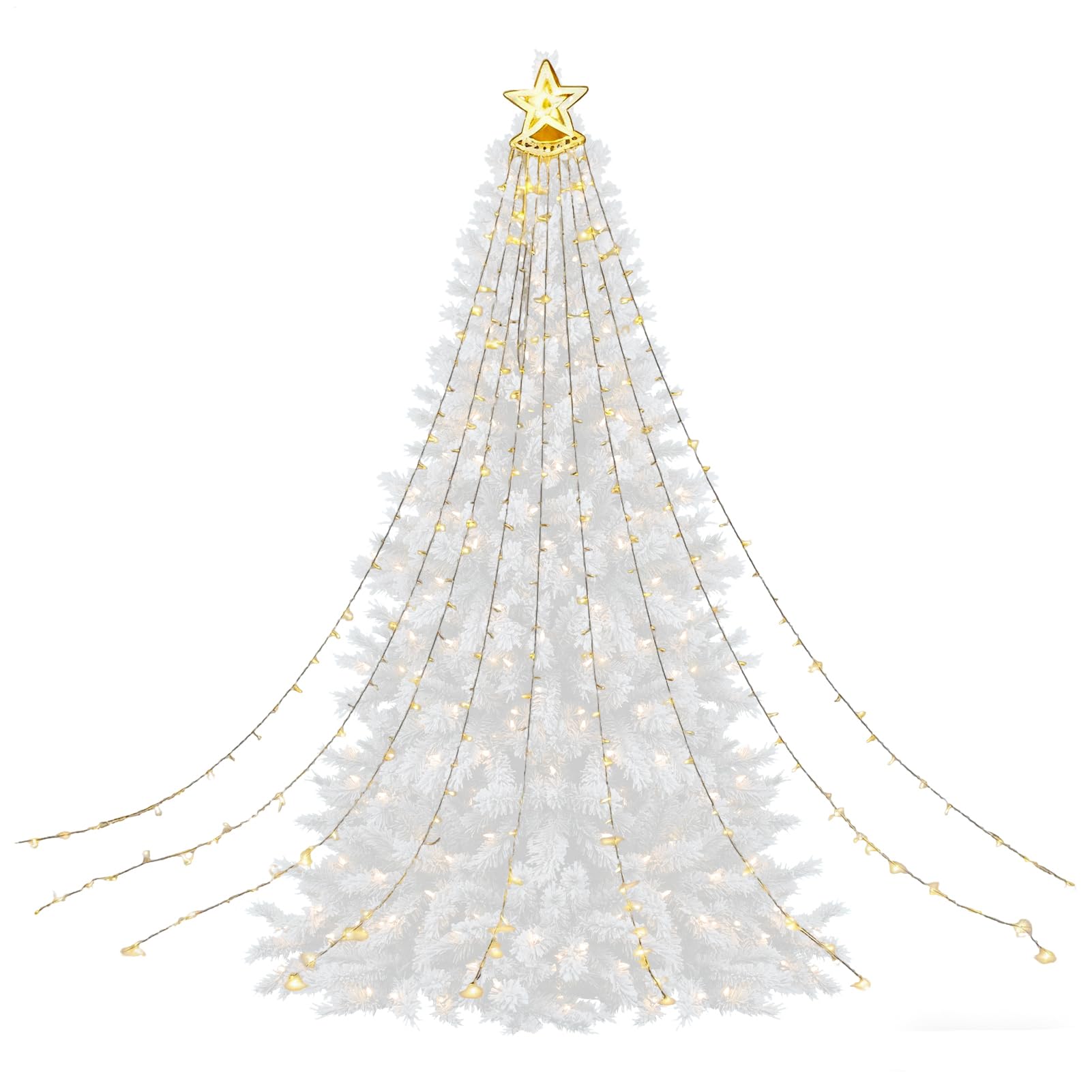 Luces Navideñas Solares Iluminación Ambiental Estrella Multimodo | Decoración de Exterior con Energía Solar para Jardín Sendero Patio Porche Árbol Sala de Estar Navideña Boda Año
