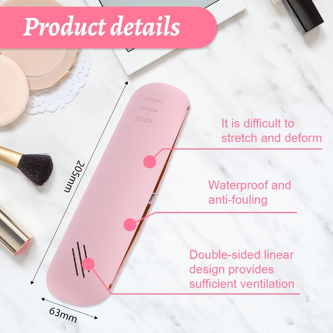 2 Pcs Borsa Per Trucco Portatile Con Porta Cipria, Porta Pennelli Make Up Da Viaggio, Porta Pennelli Trucco, Custodia In Silicone Per Pennelli Da Trucco Da Viaggio Con Chiusura Magnetica