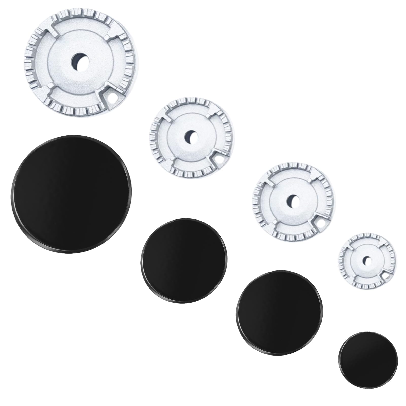 8 Pcs Gas Stove Burner Cap, Oven Gas Hob Covers for 4 Burner Gas Cookers, Hob Covers for Gas Cookers, Gas Burner Flame Cap for Most Gas Stove Burners, 55mm 75mm 100mm Stove Lid Kit