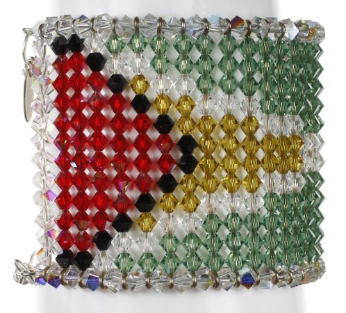 Karen Curtis Swarovski Crystal Guyana Flag Cuff Bracelet #TOP7