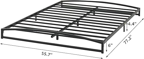 Miniatura 2 de IDEALHOUSE Marco de cama matrimonial de perfil bajo, base de cama de metal negro de 6 pulgadas, base de colchón, no necesita somier