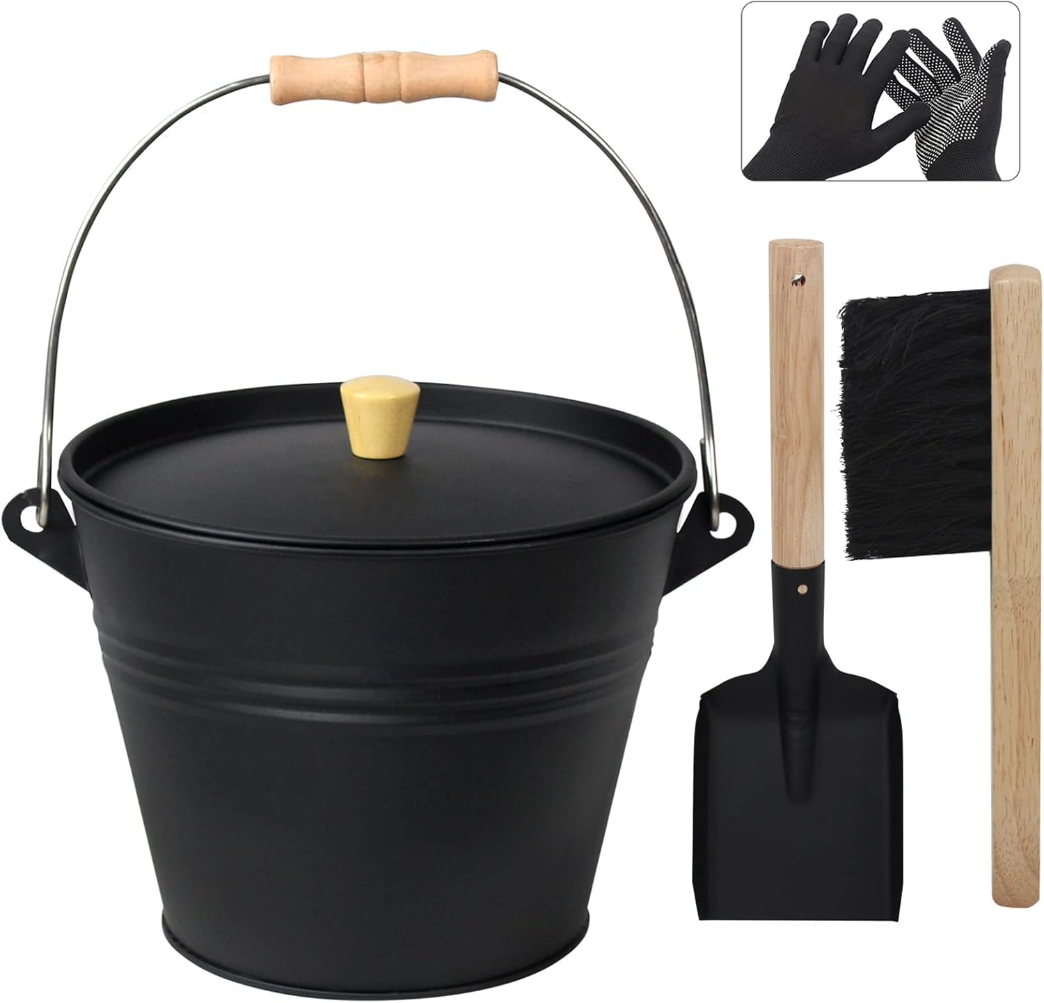 BRIAN & DANY Coal Scuttle Bucket with Lid, Ash Bucket for fireplaces