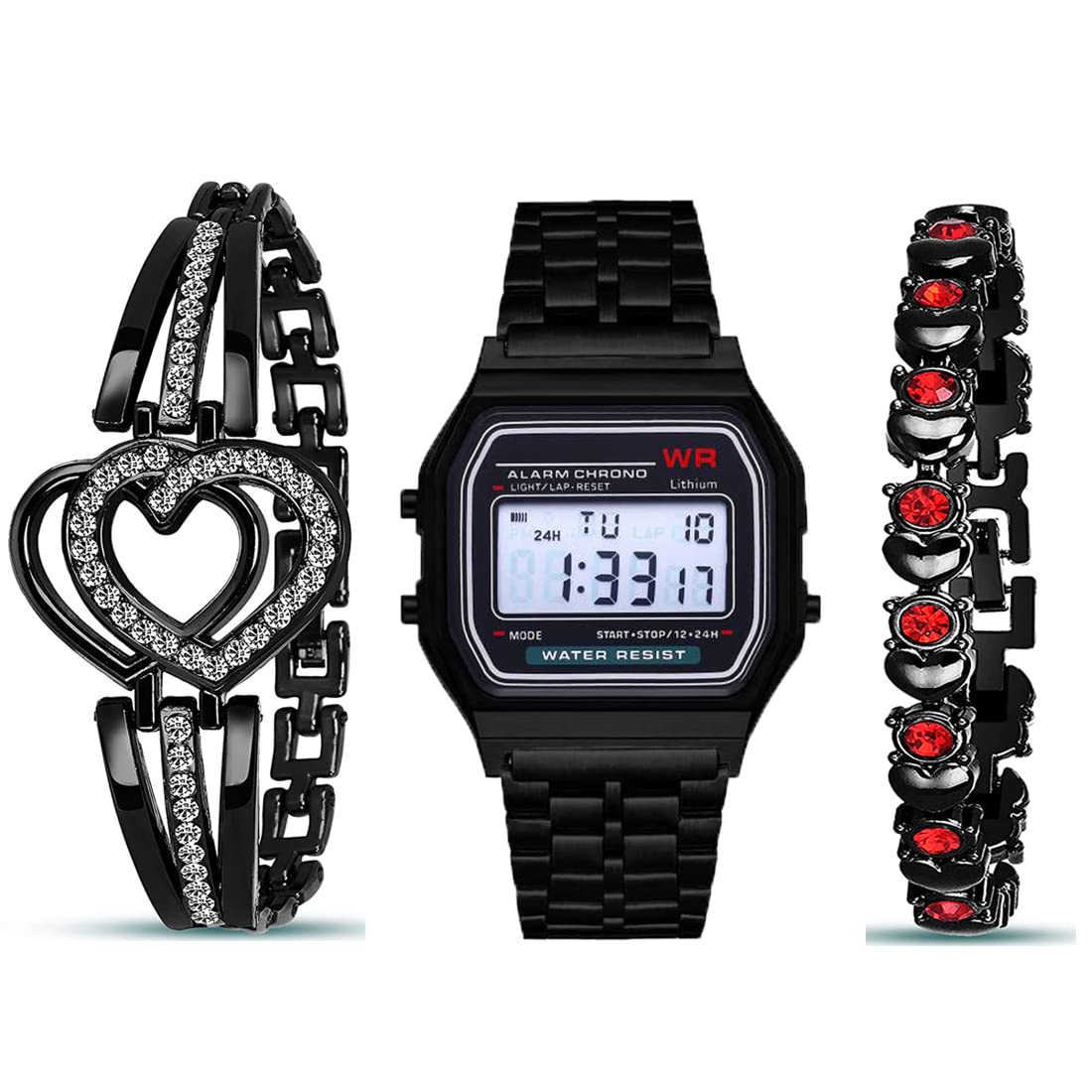 GOLDENIZE FASHION Casual Branded Digital Multifunctional Grey Dial Girls & Womens Stainless Steel Vintage Dial Watch with Gift Bracelet for Women Or Girls Combo of 3 (A-158WA-1Q) (Rose Gold) (B0BW5CCBCZ) Amazon Price History, Amazon Price Tracker