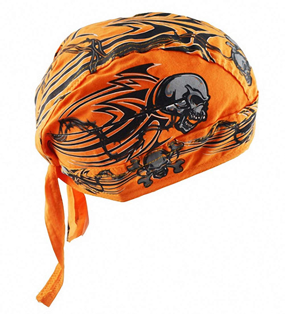 Ulalaza Men's Yh-04 Breathable Bandana Hat Cotton Durag Headwrap Pirate Cap Skull Caps Wo