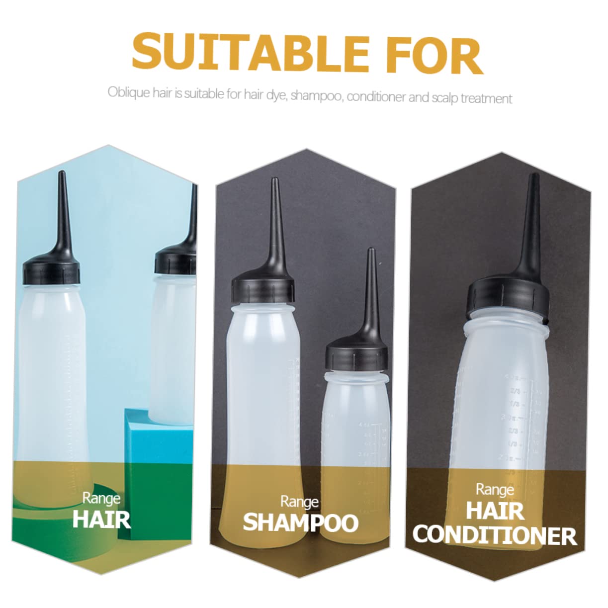 MERRYHAPY 2sets Hair Stylist Processing Bottles Shampoo Dye Applicator Bottles Fine Tip Empty 3pcs*2