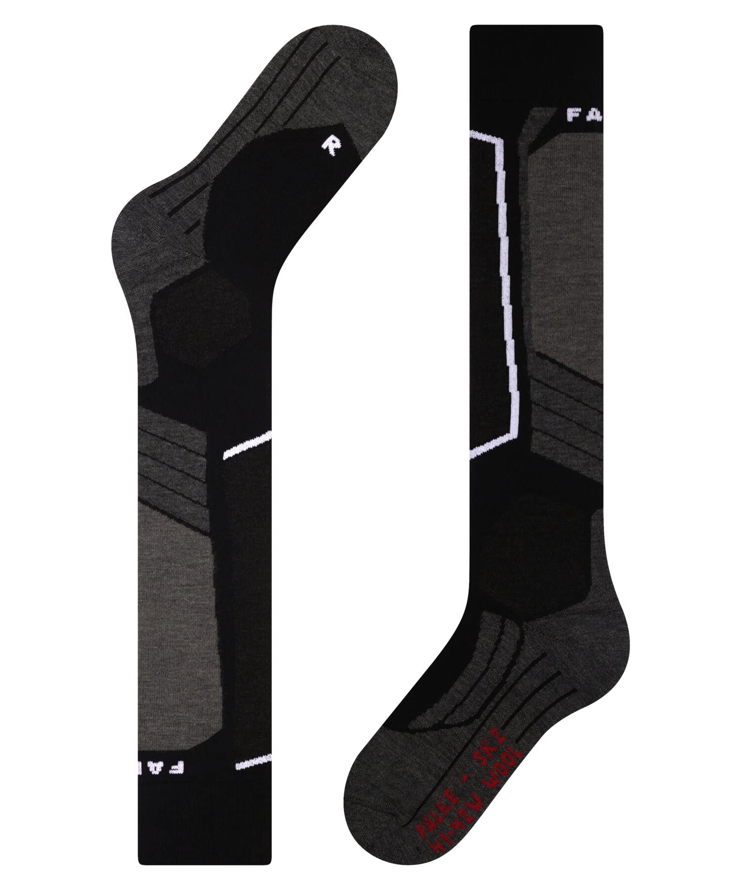 FALKE mujer SK2 Wool calcetines de esquí amortiguación media espinillera anti ampollas cálida transpirable secado rápido regulación del clima antiolores lana hilo funcional 1 par