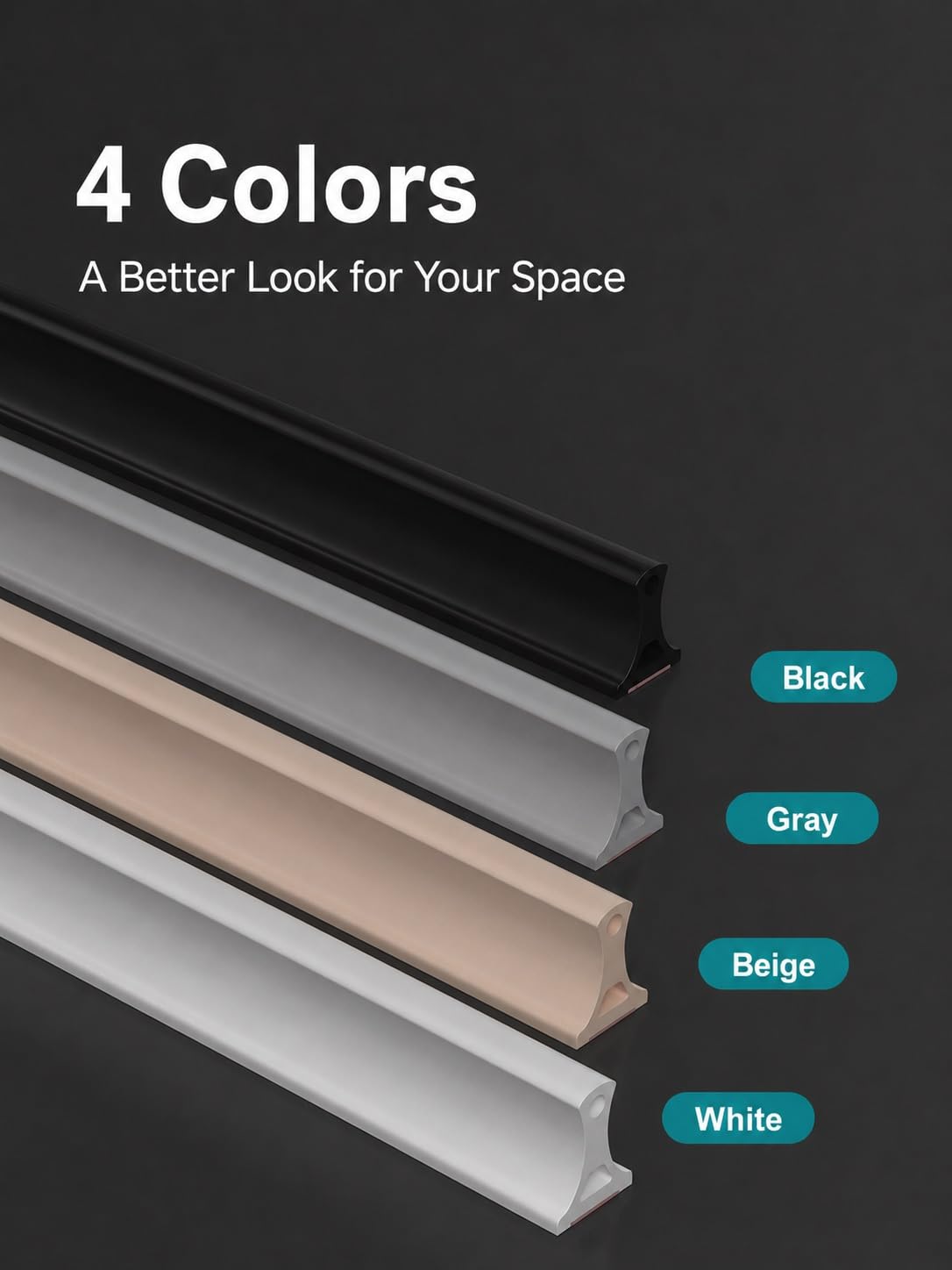 Barriera per doccia, altezza 40 mm, striscia autoadesiva per il blocco dell'acqua, colore nero, 130 cm