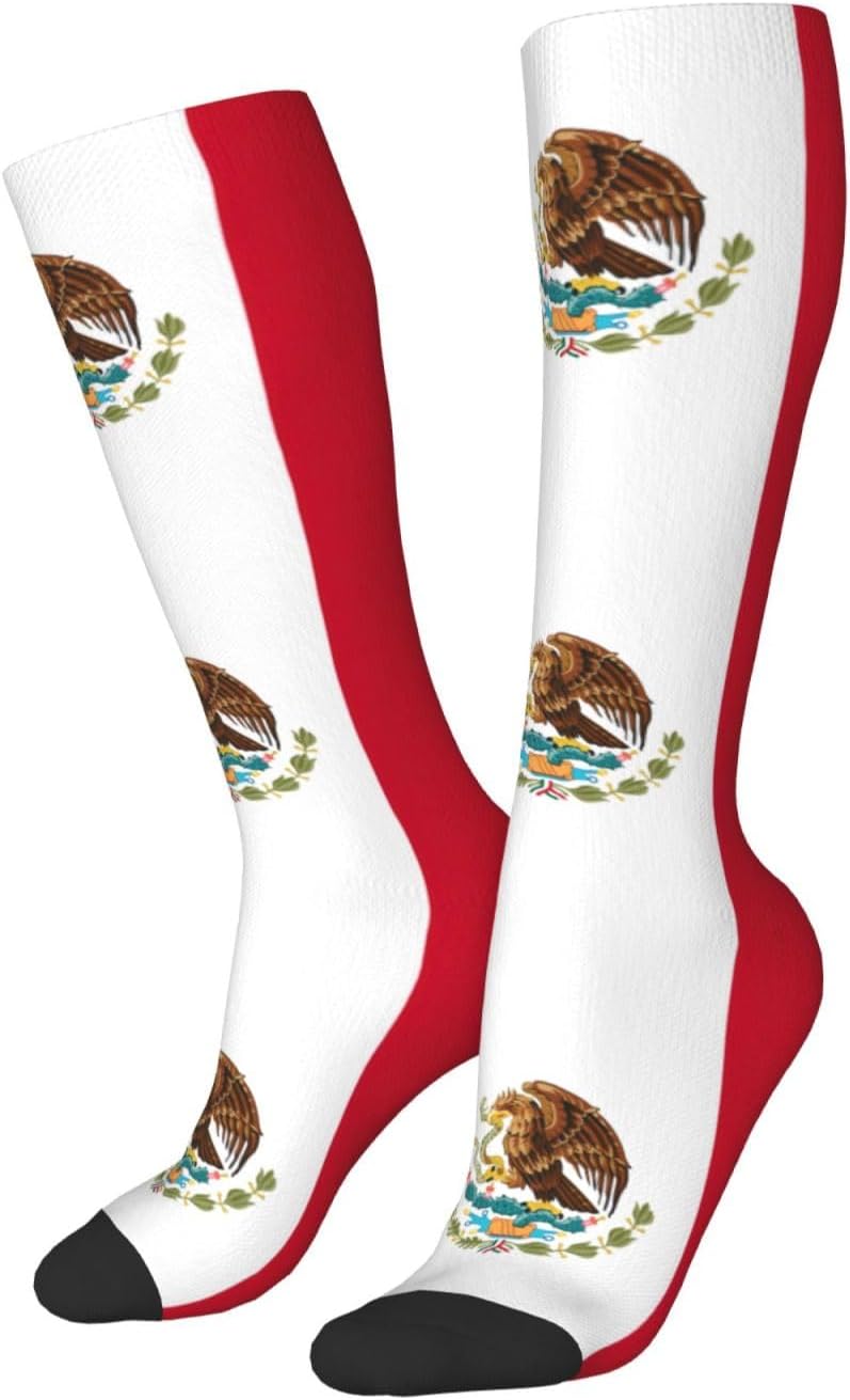Flag Of Mexico Print Adult Socks, Elastic Stretch Socks,Soft Breathable For Daily Sports Casual Wear