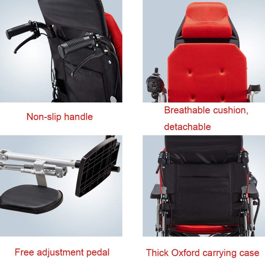 Silla de ruedas eléctrica plegable y ligera con reposacabezas, silla de ruedas motorizada portátil para adultos y personas mayores, ayuda de movilidad cómoda para viajes y uso diario