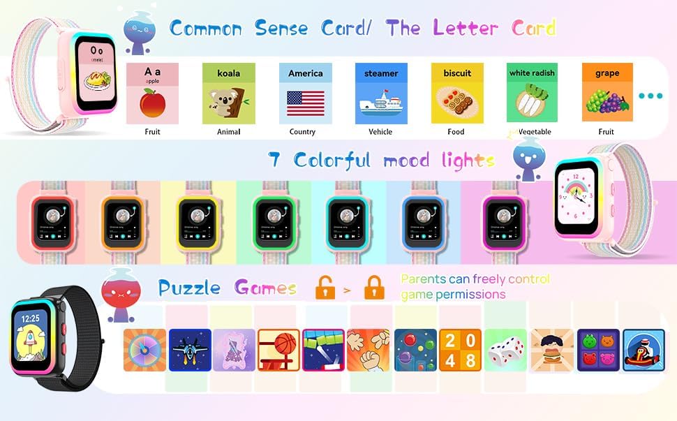 Miniatura 3 de Hewitto Smart Watch for Kids - Kids Smart Watches Girls with Rotatable Camera Audio Books Games Video Music Player Alarm Clock Pedometer, Kids Watch