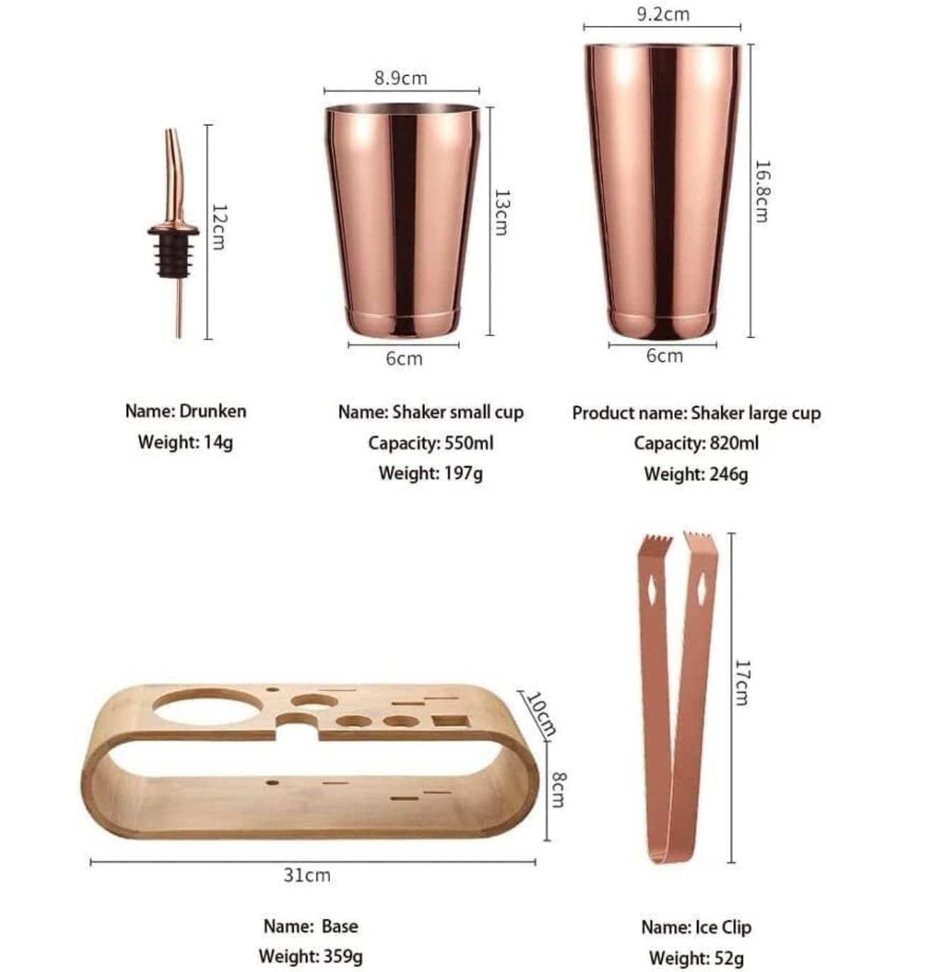 Shaker À Cocktail pour Mélanger Boissons 11 Pièces en Acier Inoxydable Cocktail Set Cocktail Shaker Set Cocktail Mixer Set Bartending Kit pour Bar Fête(P)