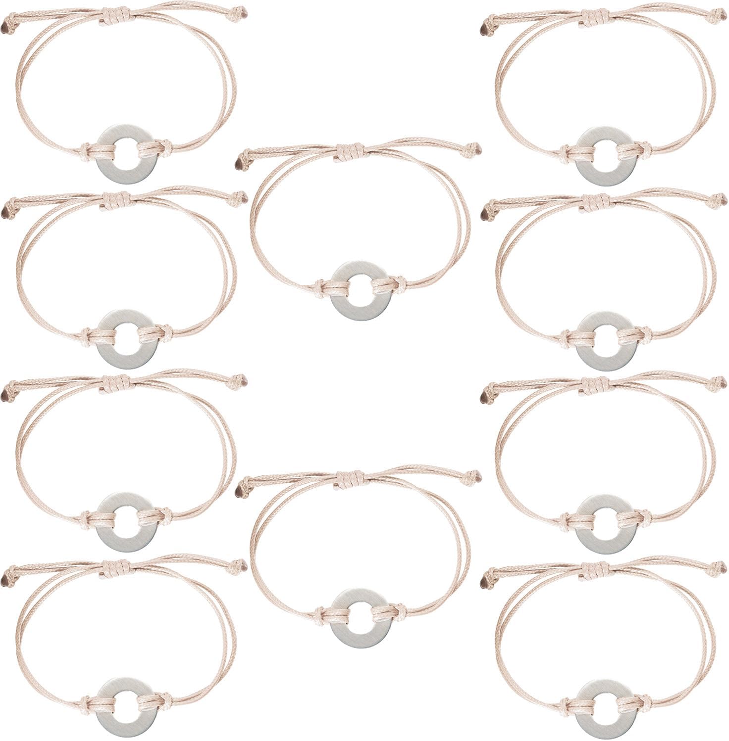 ABBECIAO 10Pack Washer Bracelet Stamping Project Kit 12ga. Thick Metal Aluminum for Hand Stamping Adjustable Bracelets (Khaki)