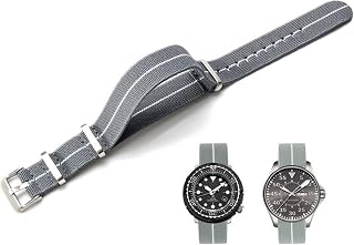 Nylon Elastic Watch Strap Military Parachute Style Watch Band 18mm 20mm 22mm Premium Striped Nylon One-Piece French Paratrooper Watchband Smartwatch Band Replacement Strap for Men Women