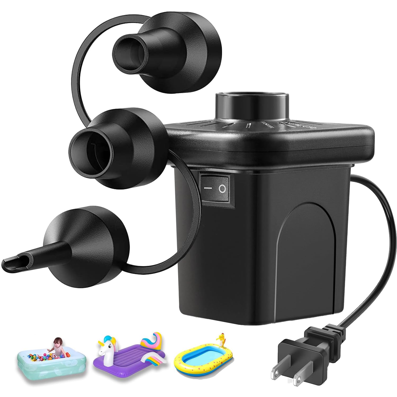 ANNA TOSANI Electric Air Pump, 2 in 1 Portable Electric Inflator with 3 Nozzles, Inflatable Mattress Inflator Inflating Pump for Mattresses, Pool, Inflatable Toys