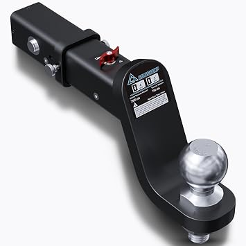 No-Accessory Trailer Ball Mount Hitch - Fits 2'' Receiver, 4'' Drop Ball Mount, Solid Dual Ball 2 Tow Hitch 7500 LBS GTW Heavy Duty Truck with Pin for SUV, Truck, RV, ATV