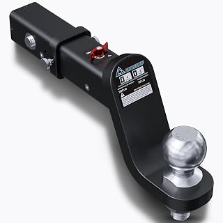 No-Accessory Trailer Ball Mount Hitch - Fits 2'' Receiver, 4'' Drop Ball Mount, Solid Dual Ball 2" Tow Hitch 7500 LBS GTW Heavy Duty Truck with Pin for SUV, Truck, RV, ATV