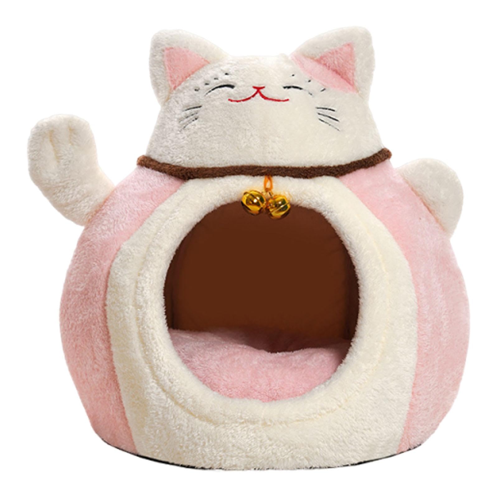 Gralara Cat House Pet Bed Comfortable with Winter Accessories Multifunctional Supplies, Pink M