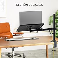 Vista 4 de WALI Bandeja para Portátil con Soporte de Escritorio para Notebook de 17 pulgadas, Brazo para Portátil Totalmente Ajustable hasta 22 libras, Soporte