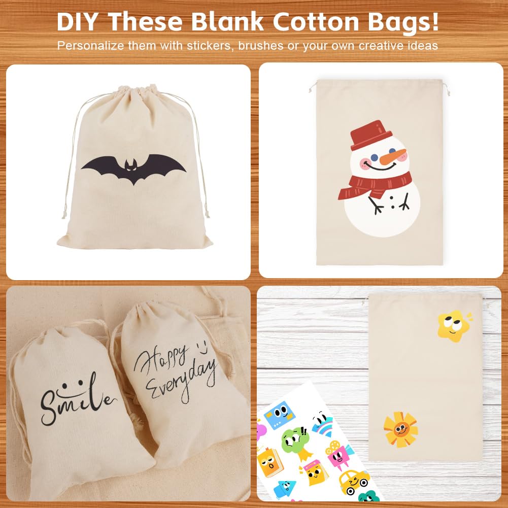 OFFCUP 10PCS 25x30cm Bolsas de Algodón, Bolsa con Cordón para Regalo, Bolsitas de Tela Reutilizable Pequeñas Para Regalos de Bodas Fiestas Cosméticos Joyas Navidad Cumpleaños DIY
