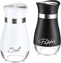2 Pieces Salt and Pepper Shakers, 4oz Salt Shaker Spice Dispenser with Adjustable Pour Holes Stainless Steel with Glass Bottomfor Seasoning Black Pepper Sea Salts