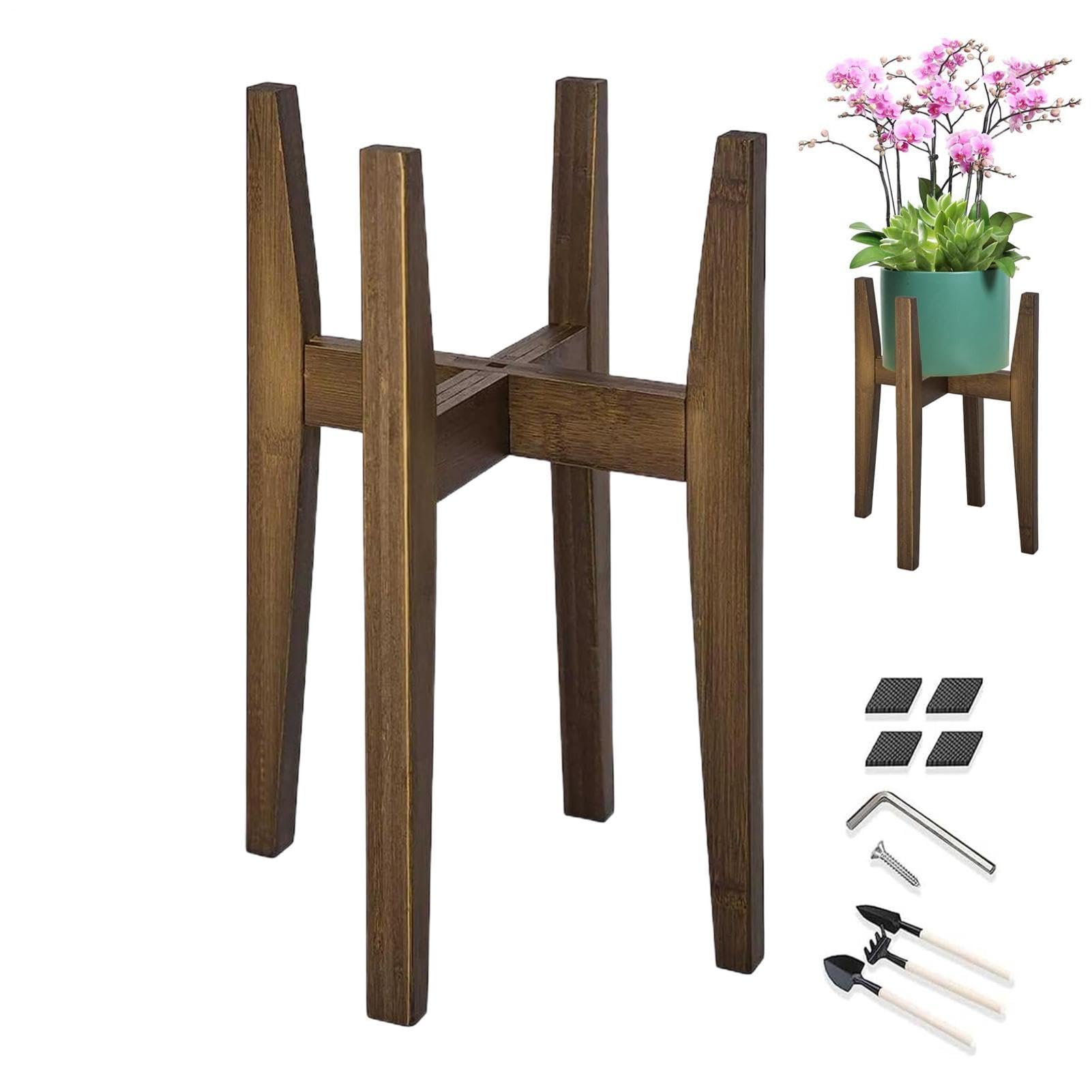 Generico Adjustable Plant Stands For Indoor Plants – Bamboo 25.5-37x25.5-37x34CM | Floor Type Cross Bamboo Flower Pot Stand, Corner Holder | Stable Indoor Outdoor Plant Display For Home Garden Patio