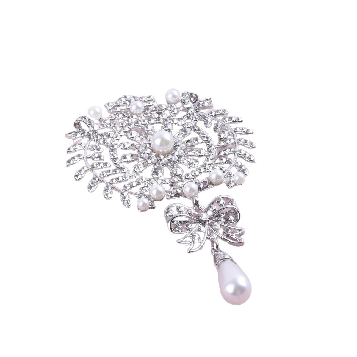 mastyle Stones Encrusted Flower Pearl Tassel Brooch Pin For Clothing Accessory-picture-44