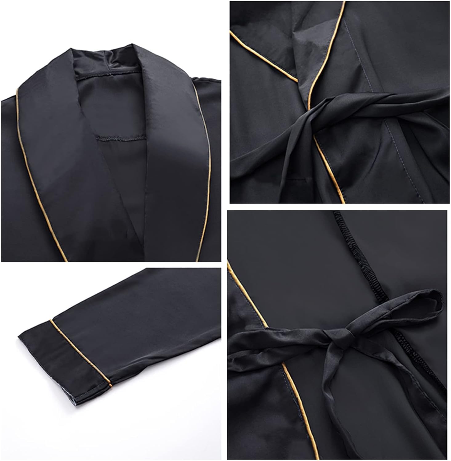 3-teiliger Herren-Satin-Pyjama mit Seidenhemd, weiche Loungewear, klassischer Schlafanzug