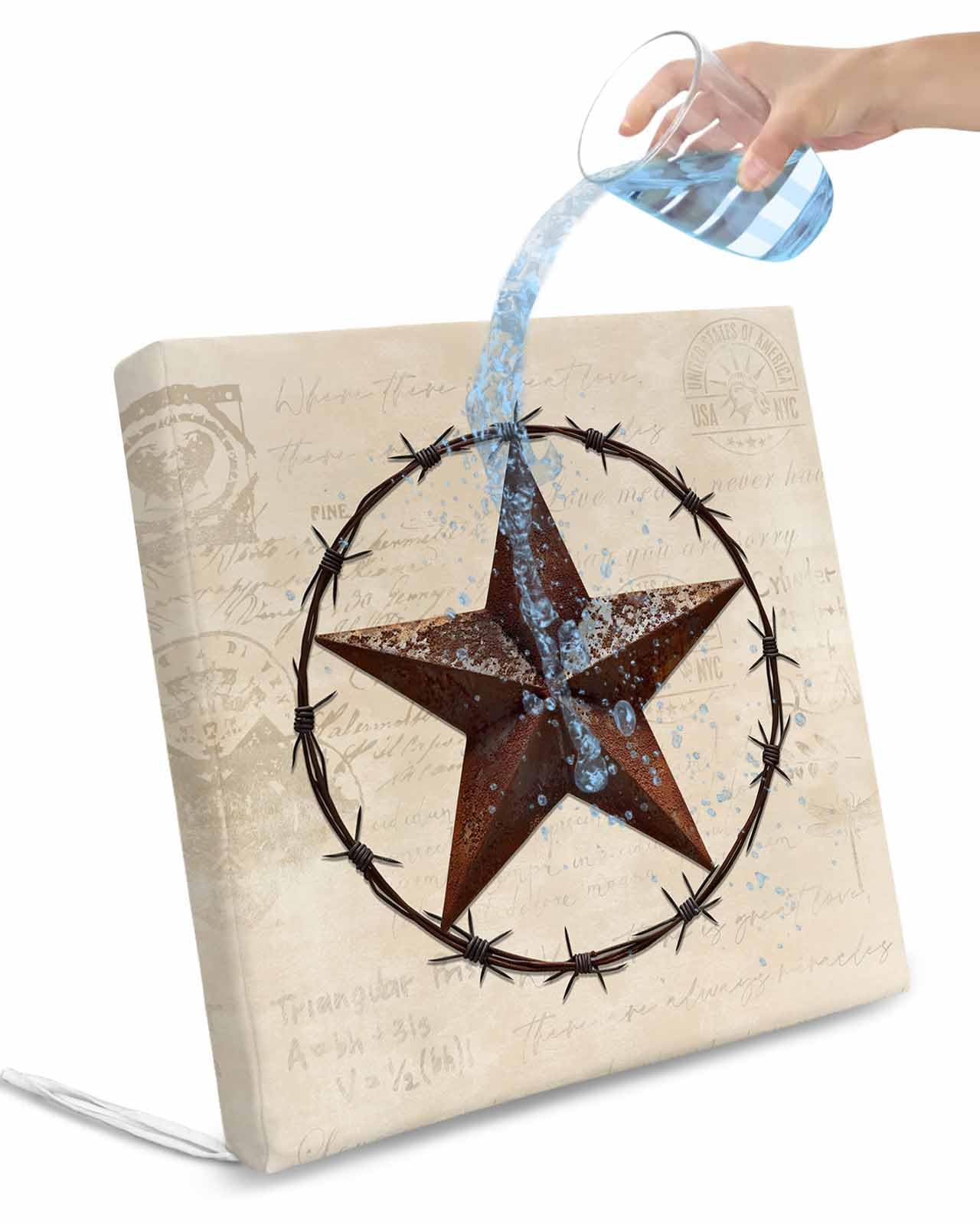 Hokiten Texas Star Vintage Outdoor Cushion Chair Cover Set of 4 - Waterproof Couch Seat Covers, Farmhouse Country Stars Western Patio Furniture Protector Cushions Slipcovers for Sofa/RV, 22