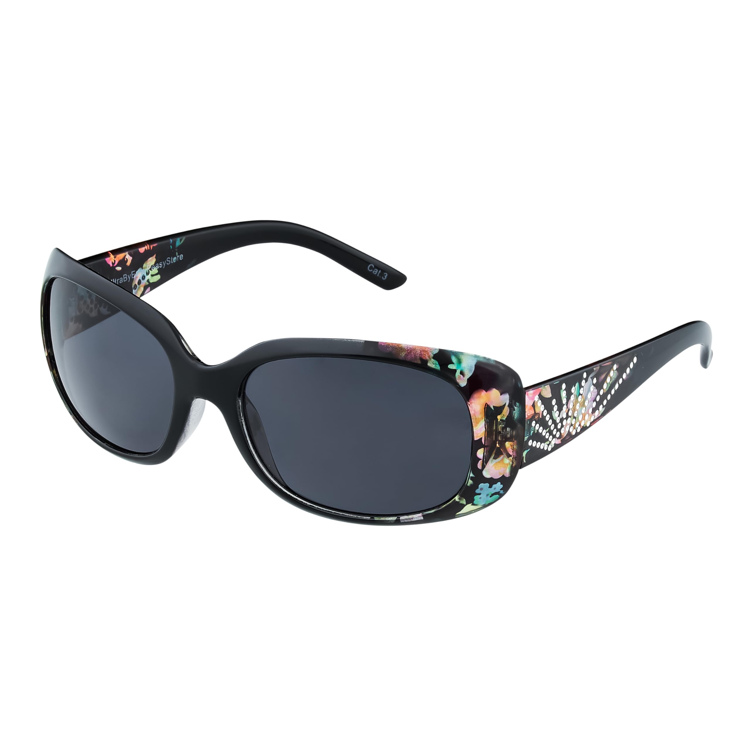 Ultrabyeasypeasystore Women's Black Floral Ultra Floral Sunglasses Oversized Large Retro Sunglasses For Uv400 Uva Vintage Classic Oversized Adults Shades Eyewear Sun Glasses