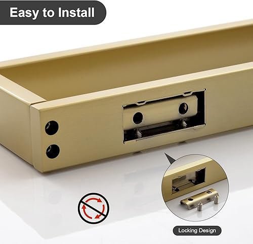 Miniatura 6 de YACVCL Toallero de baño dorado cepillado, 11.8 pulgadas de acero inoxidable 304, accesorios de baño, toallero, soporte cuadrado para toallas de