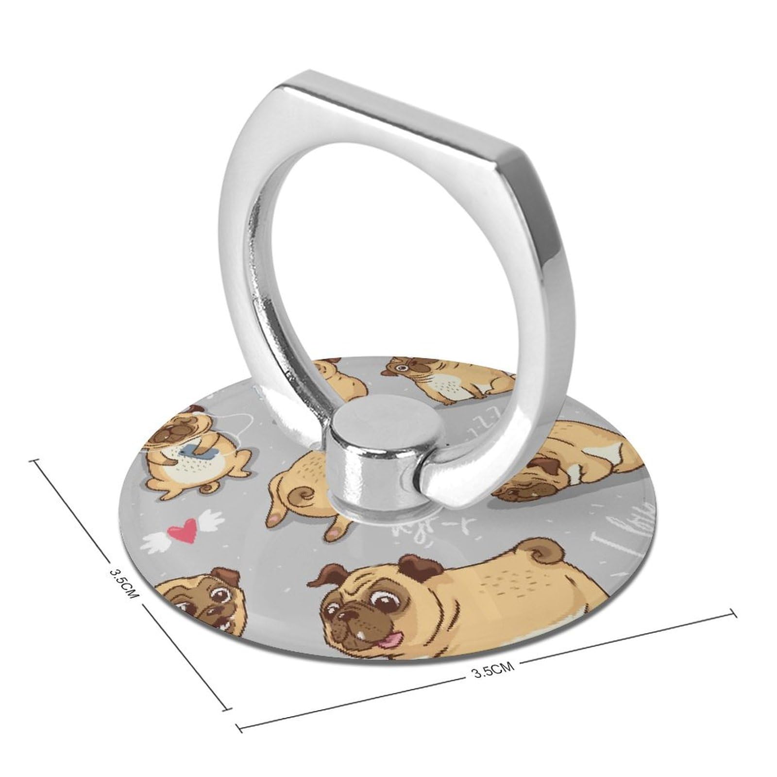 Amazon | スマホリング 可愛い パグ おもしろ犬 花柄 赤いハート Love 