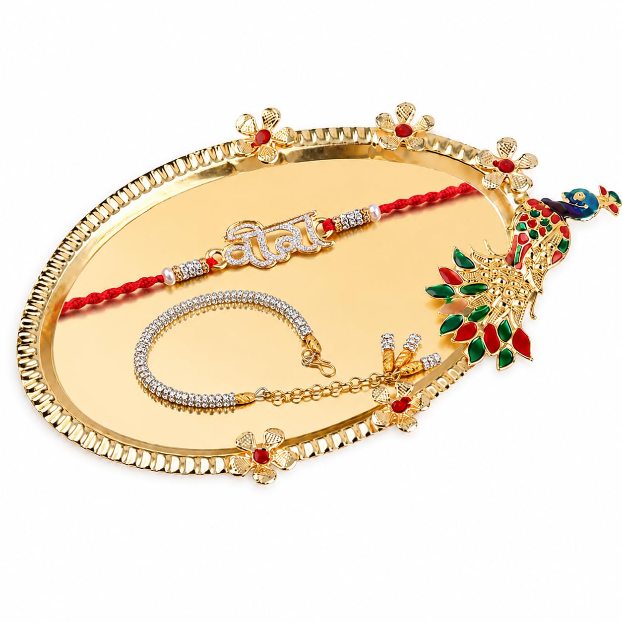 Bhaiya Bhabhi Rakhi Combo with 1 Pooja Thali Kankawati & Roli Chawal for Kids Boys Brother bhaiya bhai bhabhi| Rakhi Gift Hamper for Brother-image-24