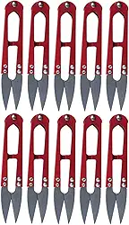 KIT REVENDA 10 TESOURAS DE METAL COLORIDA PARA PODAR COSTURA ARREMATE LINHA (Vermelho)