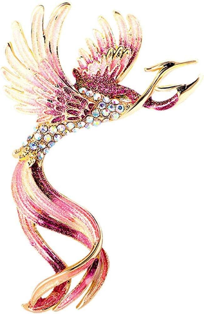Two Headed Gradient Phoenix Bird Brooch Crystal Enamel Peacock Hair and Cloth Pins-image-6