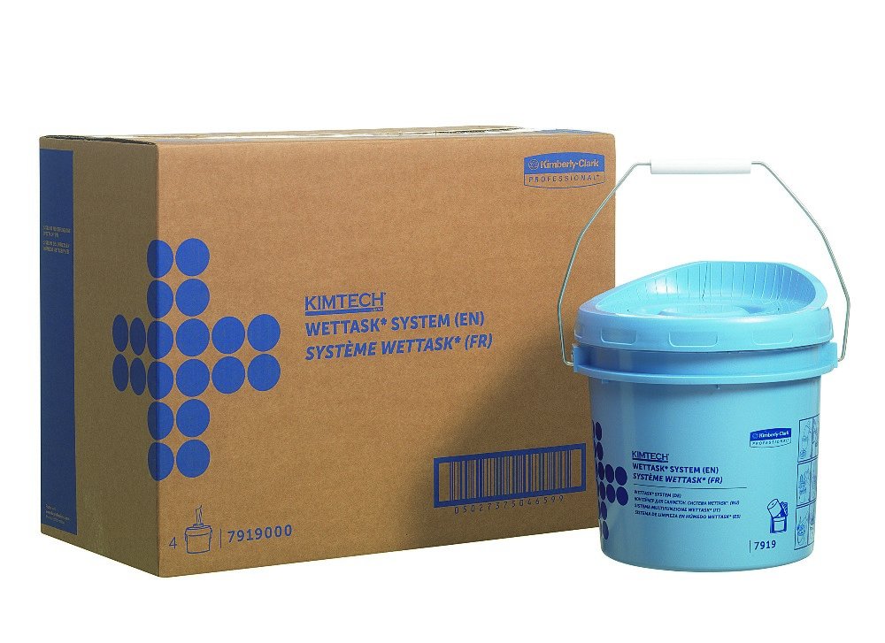 KIMTECHWettask Wiper Roll Dispenser Bucket 7919 - Dispenser for the Wettask™ Cleaning Wipes Range - 4 x Blue Wiper Dispenser Buckets