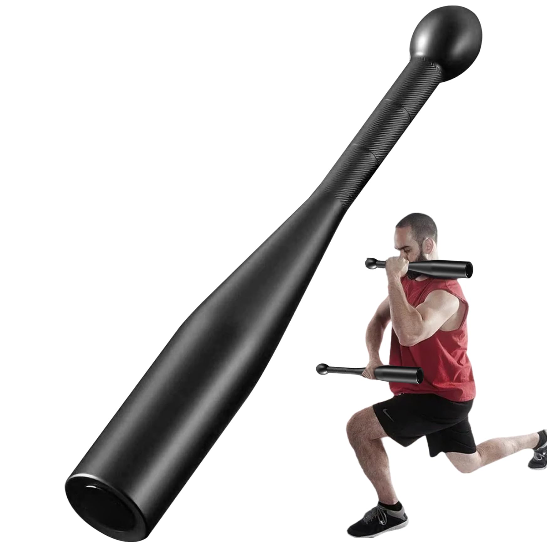 Clubs indiens robustes en acier et en plastique de 2 kg, barre lestée Macebell de 30, 5 x 3, 8 cm pour l'entraînement force