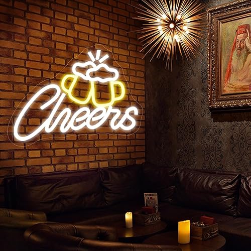 Miniatura 3 de Letreros de neón con texto en inglés "Cheers", para decoración de pared, hogar, bar, club, boda, compromiso, fiesta de cumpleaños, cerveza