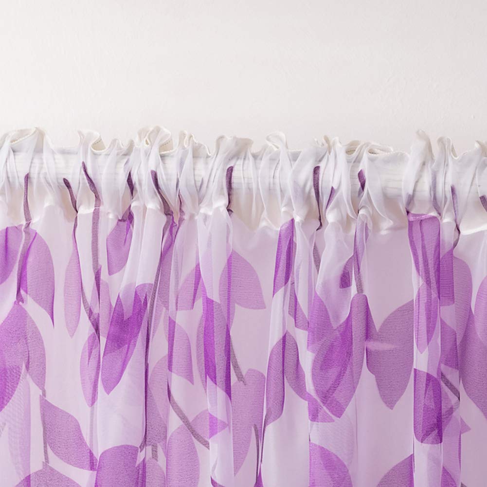 BOYOUTH Swallows and Willow Branches Printed Voile Sheer Curtains,Rod Pockets Window Drapes for Bedroom,Living Room,Purple,2 Panels,39 x 78 Inches - Image 3