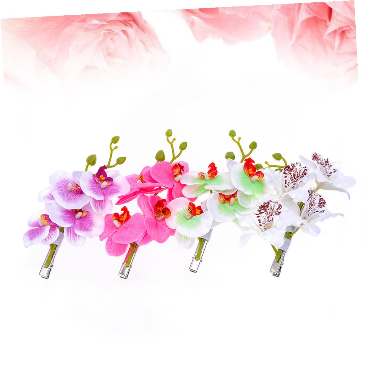 TOYANDONA Pince à Cheveux Orchidée Phalaenopsis Couleur Aléatoire en Tissu et Métal 4 Pièces Accessoires Décoratifs pour Filles et Femmes pour Mariage et Fête Musicale