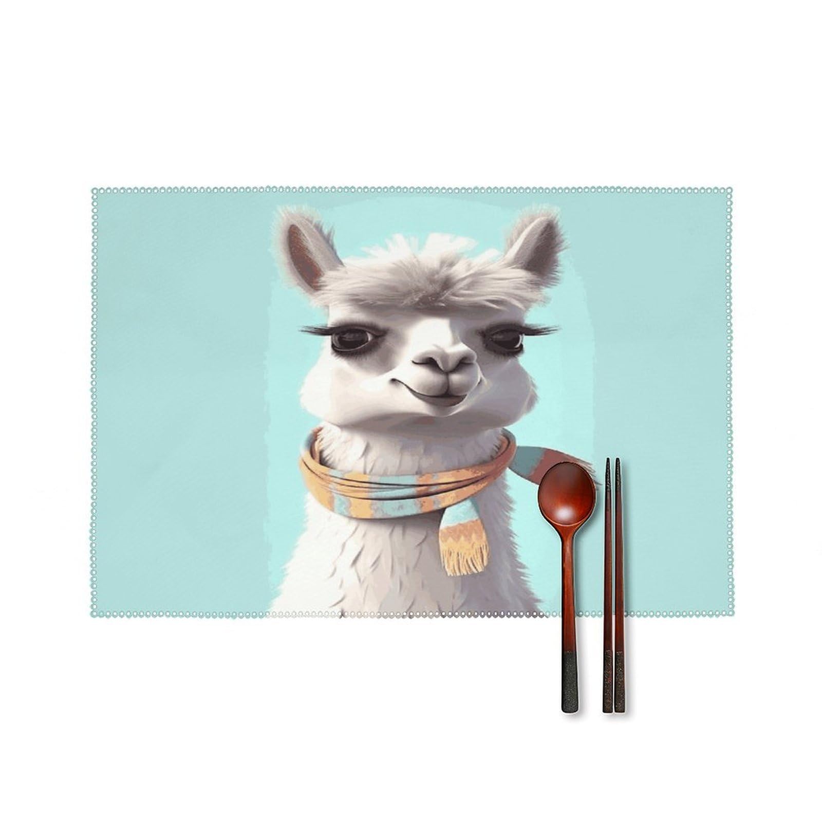Fekiloot Style Funny Cartoon Llama Placemats Set Of 6,Table Mat