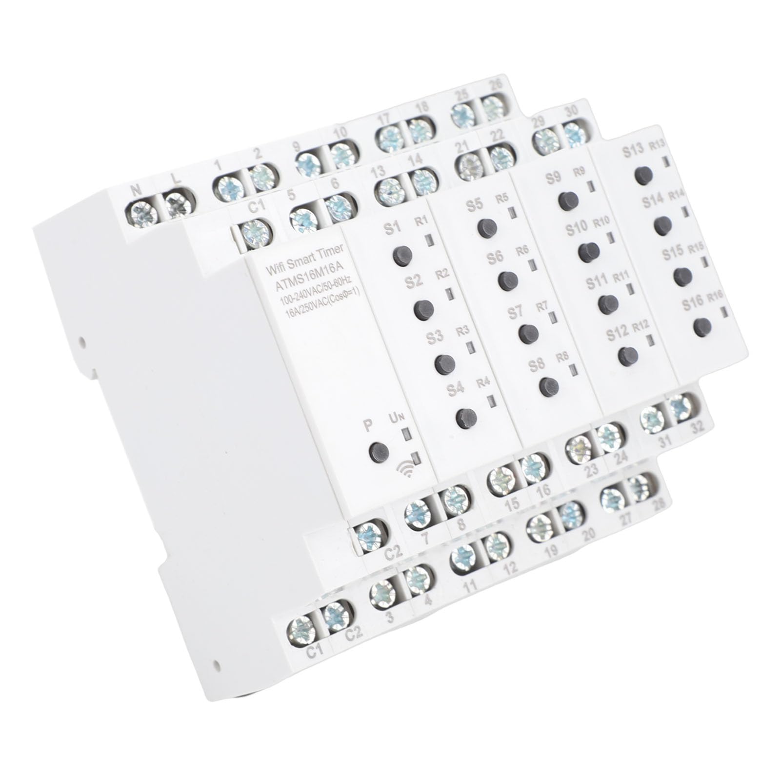Interruptor Inteligente, 16 A, 16 Canales, Temporizador de 30 Programas, Interruptor WiFi, de Luz con Interruptores Externos, Control de Voz para Automatización de Oficina en el Hogar